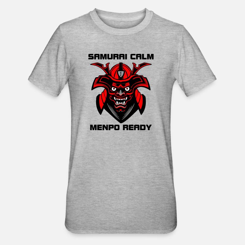 Calme comme un samouraï – Menpo Ready - T-shirt polycoton Unisexe - gris chiné