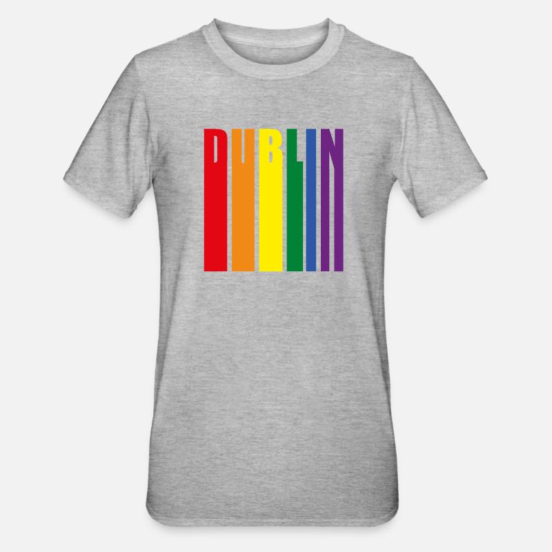 Dublin Regenbogen Pride Geschenk - Unisex Polycotton T-Shirt - Grau meliert
