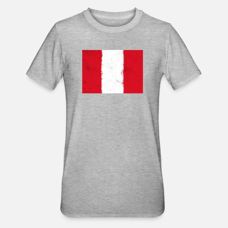 Drapeau du Pérou - T-shirt polycoton Unisexe - gris chiné