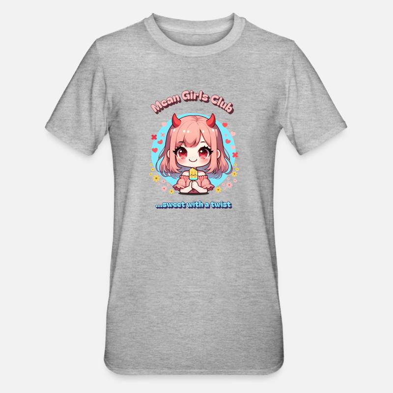 süßes Teufelchen gemeines Mädchen Kawaii Sommer - Unisex Polycotton T-Shirt - Grau meliert