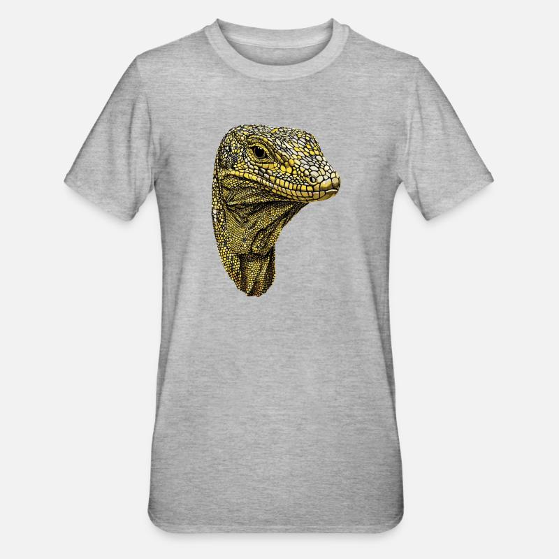 Waran Echse Reptil Komodowaran Bindenwaran Lizard - Unisex Polycotton T-Shirt - Grau meliert