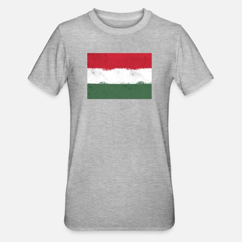 Flagge von Ungarn - Unisex Polycotton T-Shirt - Grau meliert