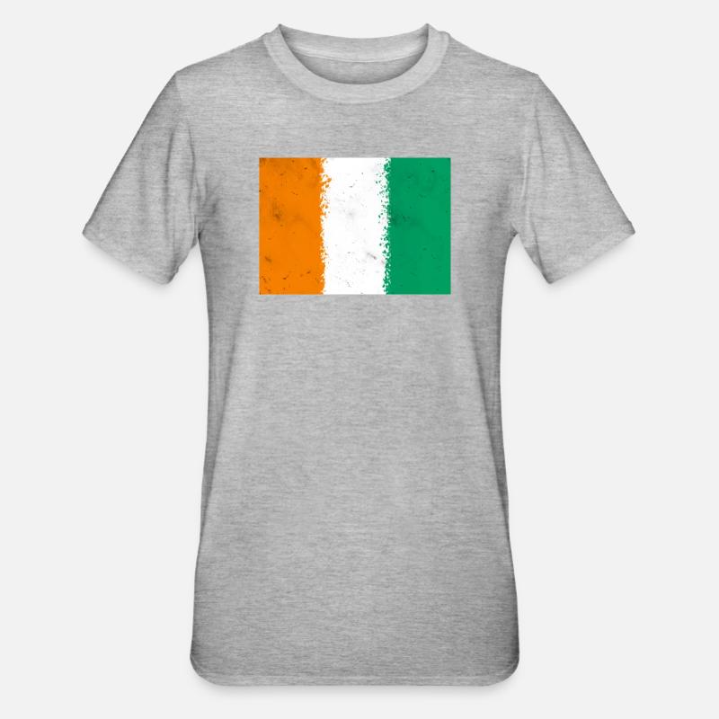 Drapeau de la Côte d’Ivoire - T-shirt polycoton Unisexe - gris chiné