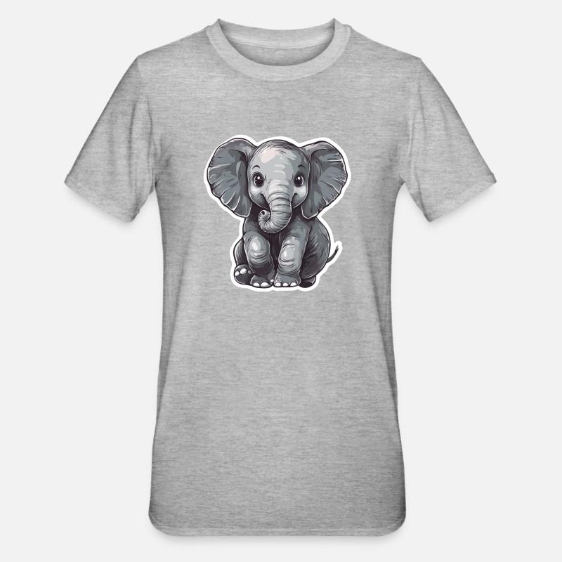 Elefant - Unisex Polycotton T-Shirt - Grau meliert
