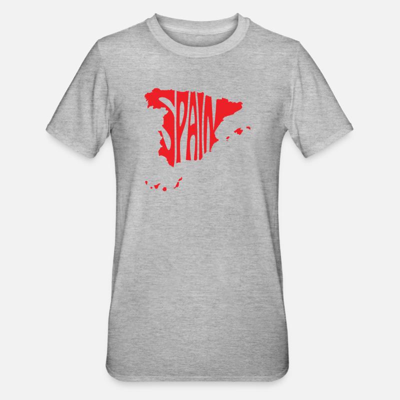 Spain Map Artistic Typography Design - Unisex Polycotton T-Shirt - heather grey