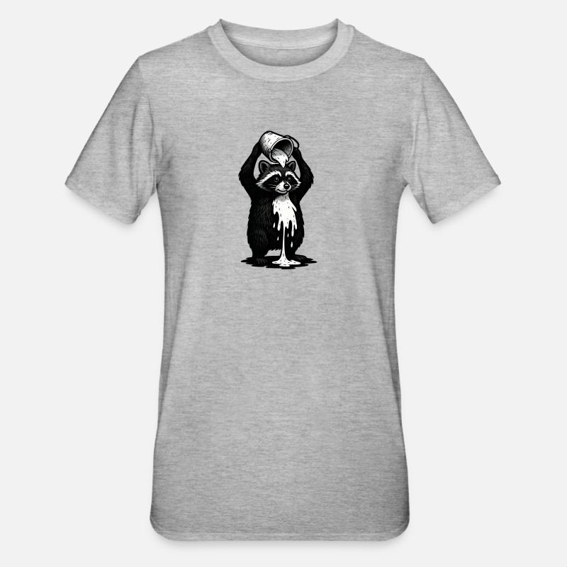 Waschbär mit Farbeimer - Unisex Polycotton T-Shirt - Grau meliert