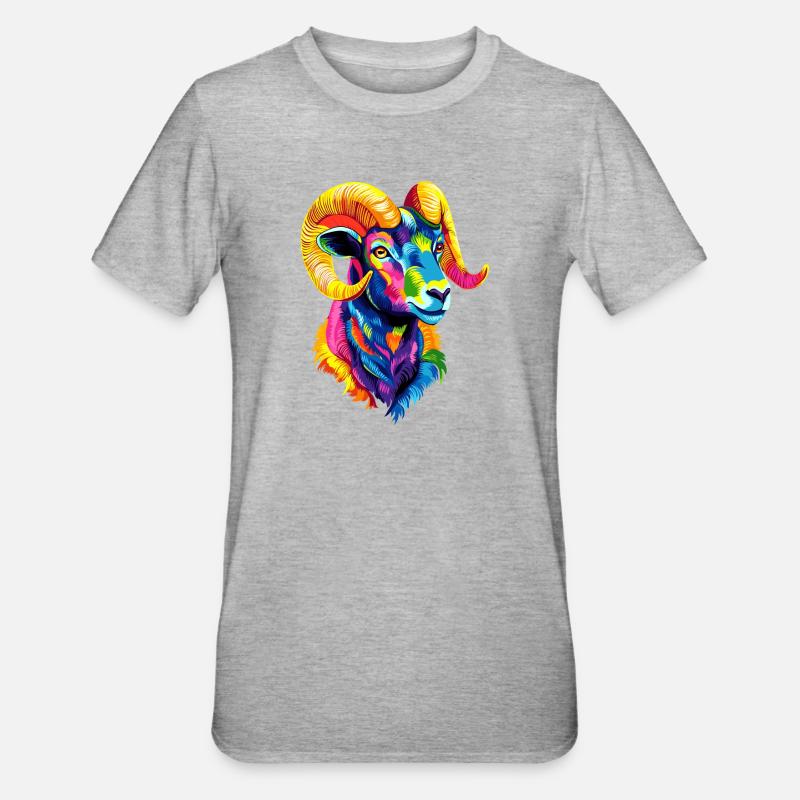 Ariete muflone Ariete Pecora Selvatica Pecora Maschio - Maglietta unisex, mix cotone e poliestere - grigio melange