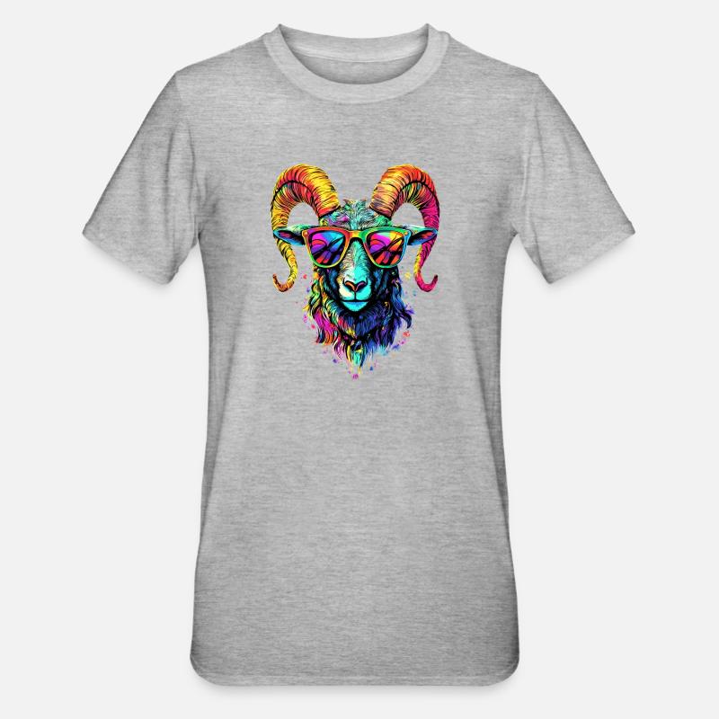 Ariete muflone Ariete Pecora Selvatica Pecora Maschio - Maglietta unisex, mix cotone e poliestere - grigio melange