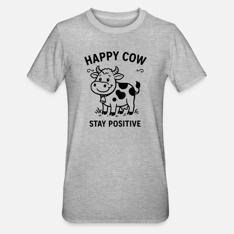 Vache heureuse - T-shirt polycoton Unisexe - gris chiné