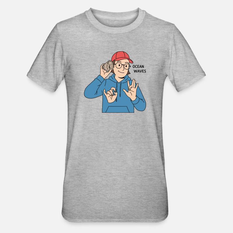 Gebärdensprache Ocean Waves - Unisex Polycotton T-Shirt - Grau meliert