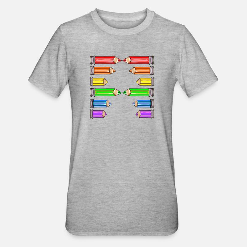 BUCHSTABE A NAME SCHULE BUNTSTIFTE - Unisex Polycotton T-Shirt - Grau meliert