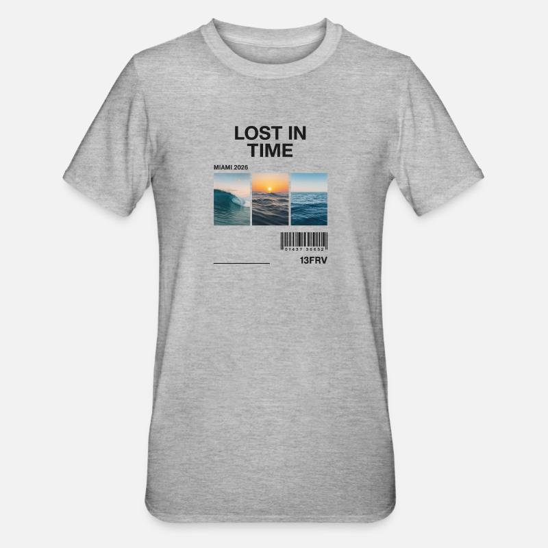 Verlorene Zeit: Miami Waves Triptychon - Unisex Polycotton T-Shirt - Grau meliert