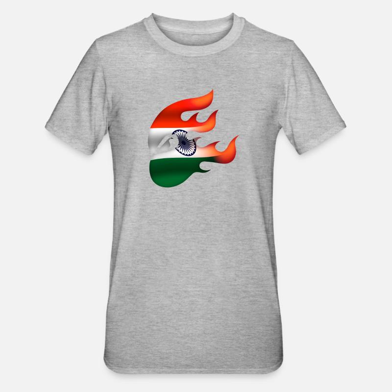 Drapeau de l’Inde - Inde - Ninja - T-shirt polycoton Unisexe - gris chiné