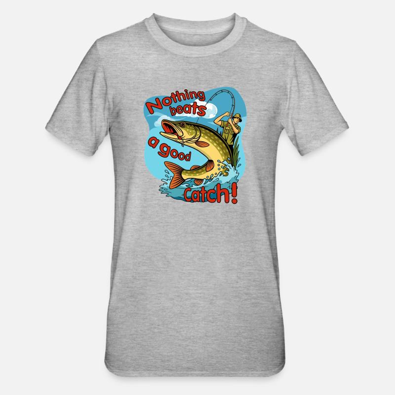 Rien ne vaut une bonne conception de pêche - T-shirt polycoton Unisexe - gris chiné