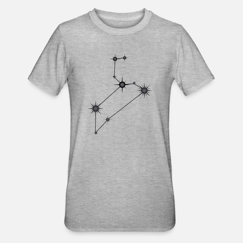 Löwe Sternbild Sternzeichen Schwarz & Grau - Unisex Polycotton T-Shirt - Grau meliert