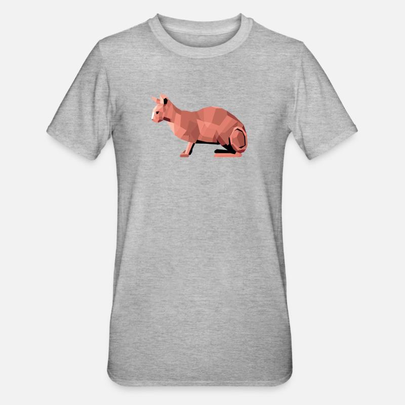 Sphynx Low Poly Cat – Design géométrique - T-shirt polycoton Unisexe - gris chiné