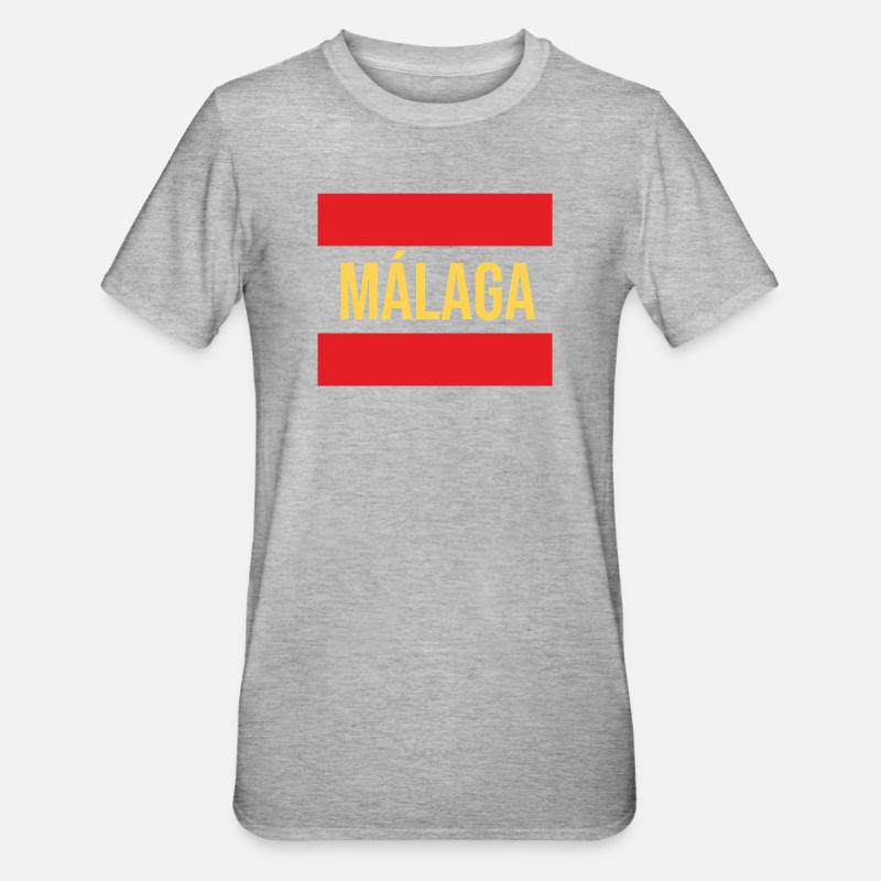 Conception du drapeau régional de Malaga - T-shirt polycoton Unisexe - gris chiné