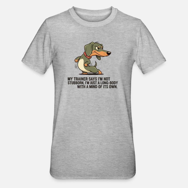 Langkörper mit eigenem Kopf - Unisex Polycotton T-Shirt - Grau meliert