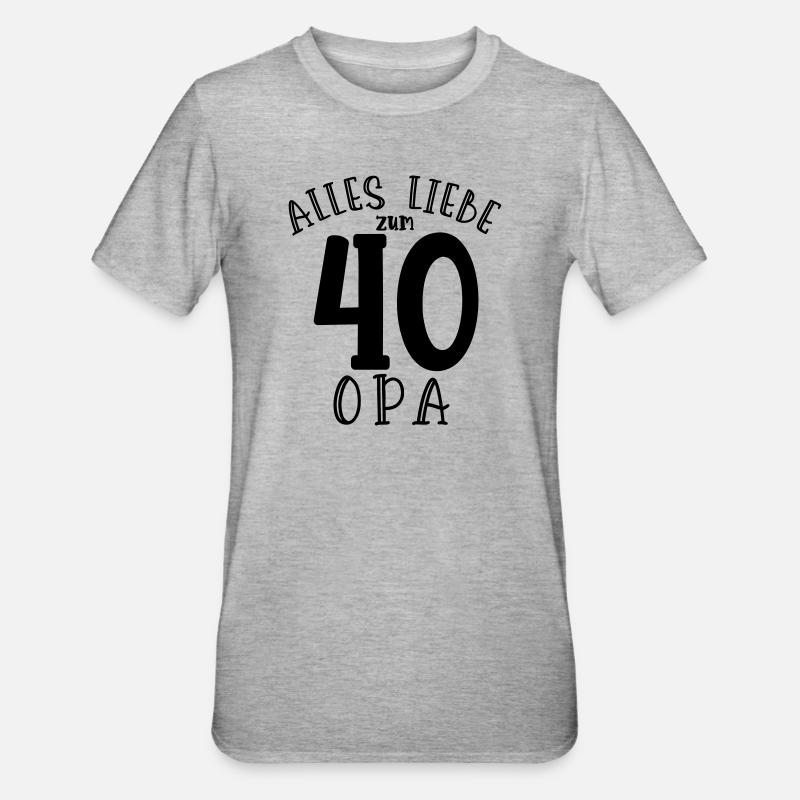 Joyeux 40e anniversaire Papi - T-shirt polycoton Unisexe - gris chiné