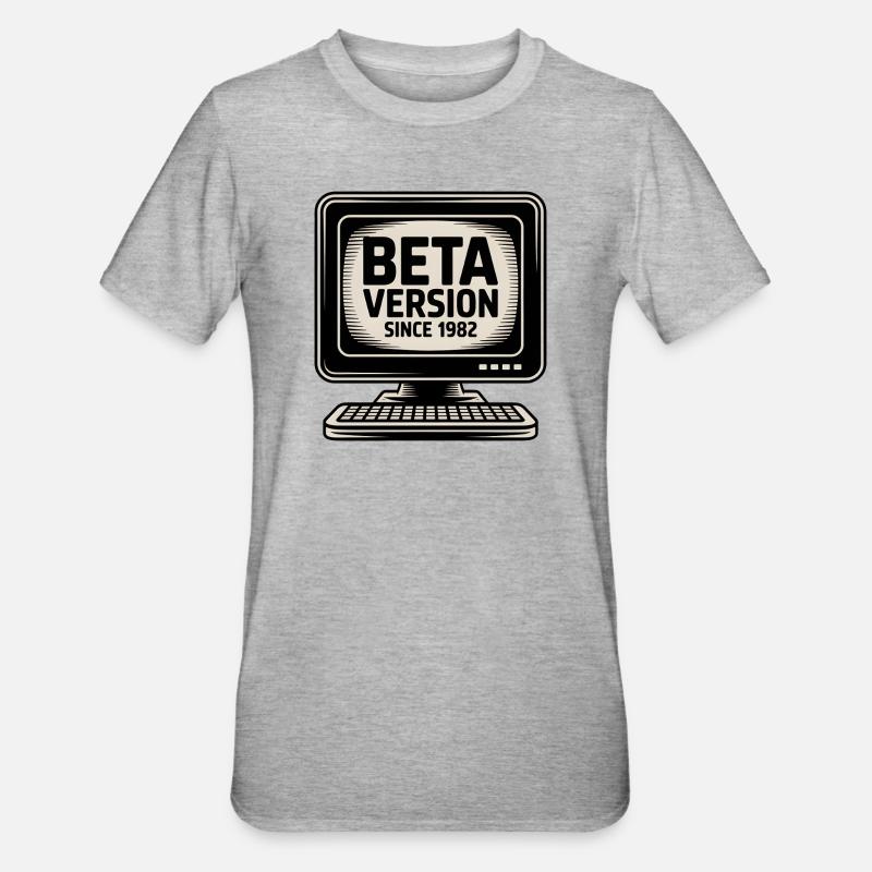 Retro Computer Beta Version Design - Unisex Polycotton T-Shirt - heather grey