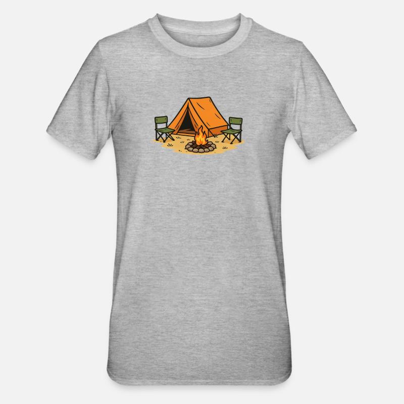 Conception de camp de camping aventureux - T-shirt polycoton Unisexe - gris chiné