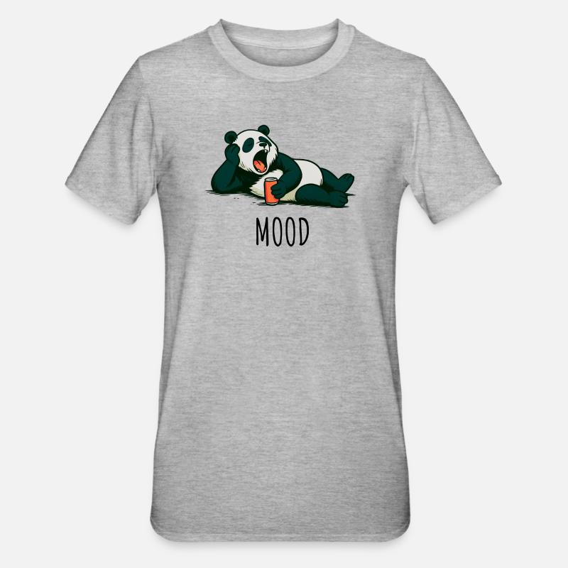 Panda décontracté avec design de boisson - T-shirt polycoton Unisexe - gris chiné