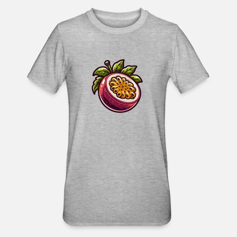 Passionate Exotic Fruit Pattern - Unisex Polycotton T-Shirt - heather grey