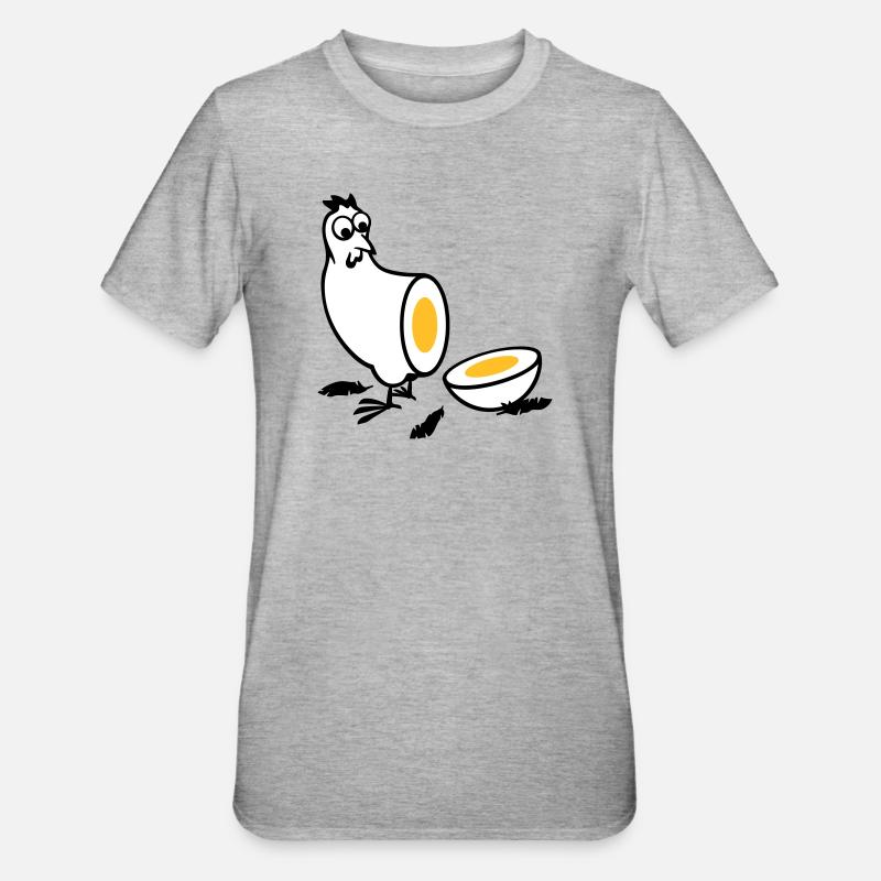 Huhn oder Ei - Unisex Polycotton T-Shirt - Grau meliert