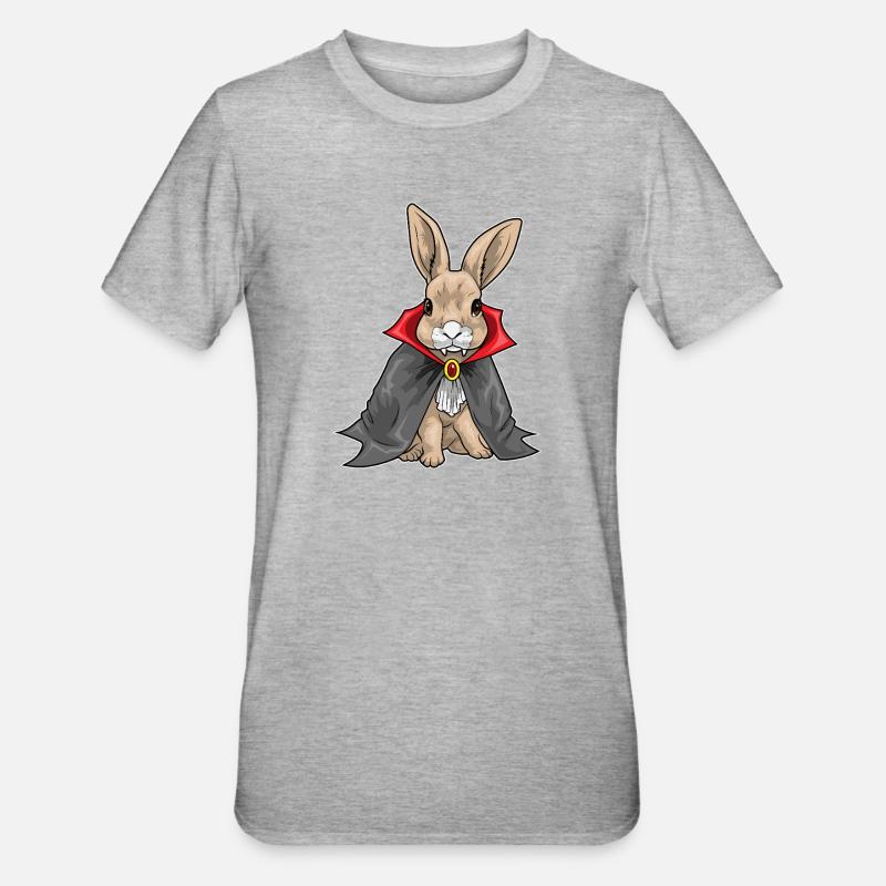 Lapin Halloween Vampire - T-shirt polycoton Unisexe - gris chiné
