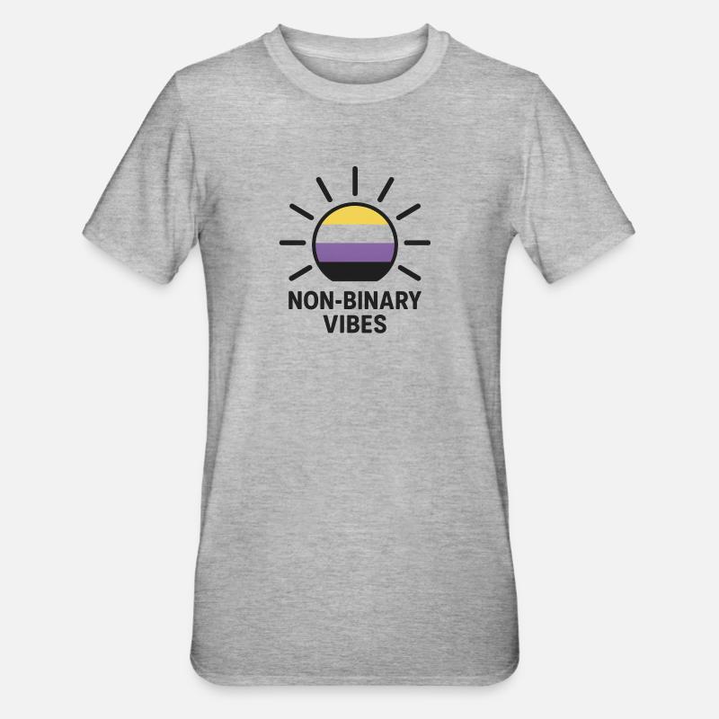 Non-Binary Vibes Sonnenlogo - Unisex Polycotton T-Shirt - Grau meliert