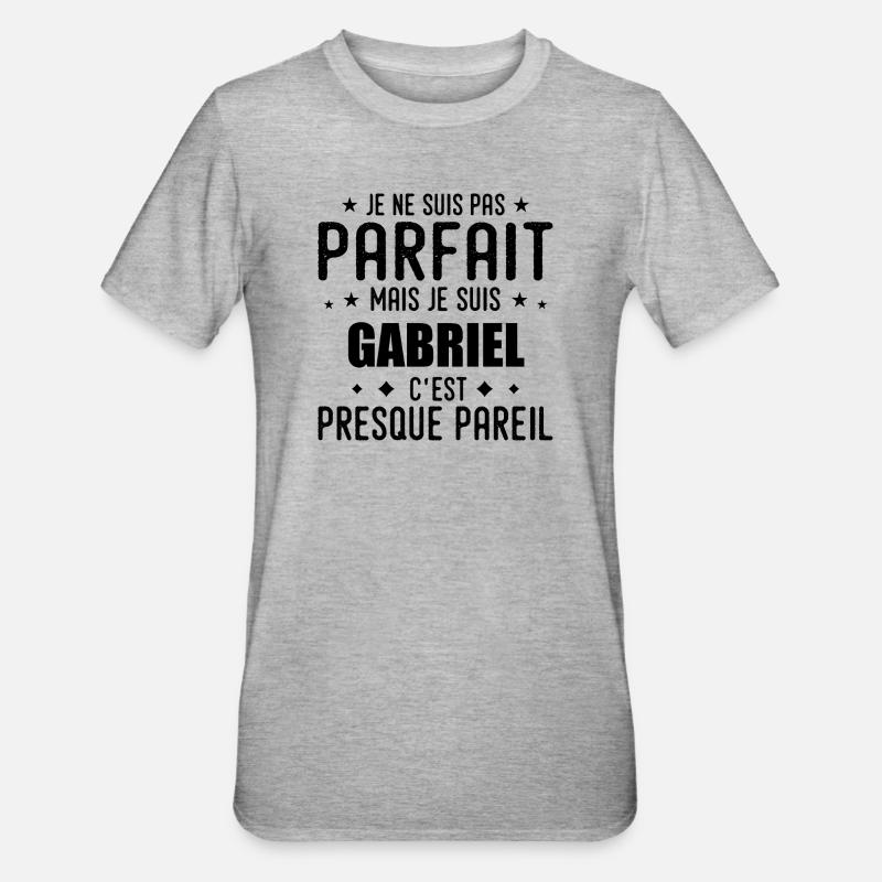 Gabriel: authentisch, unvollkommen, oberflächlich, perfekt - Unisex Polycotton T-Shirt - Grau meliert