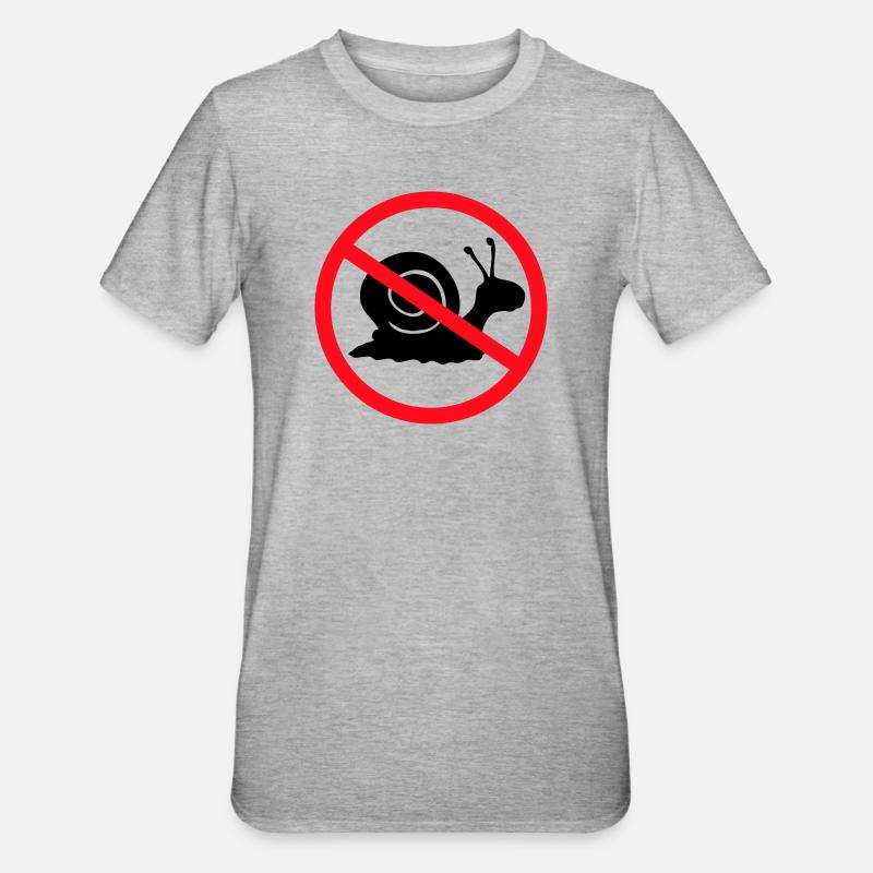 Panneau d'interdiction d'escargots sans préavis - T-shirt polycoton Unisexe - gris chiné