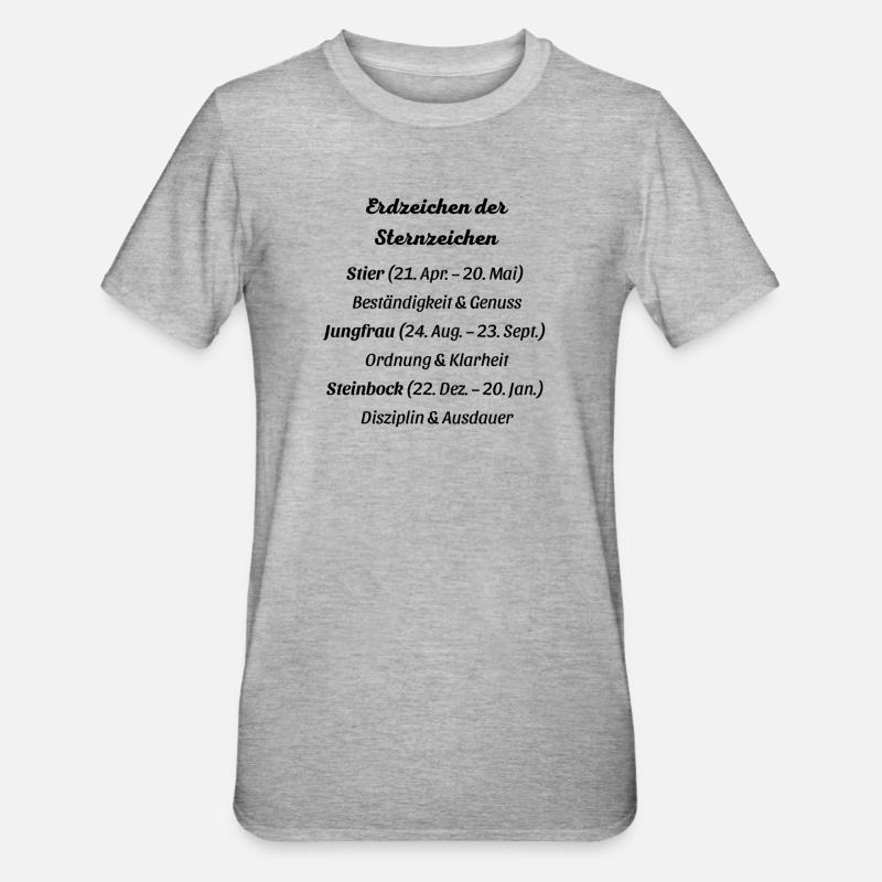 Erdzeichen_der_Sternzeichen - Unisex Polycotton T-Shirt - Grau meliert