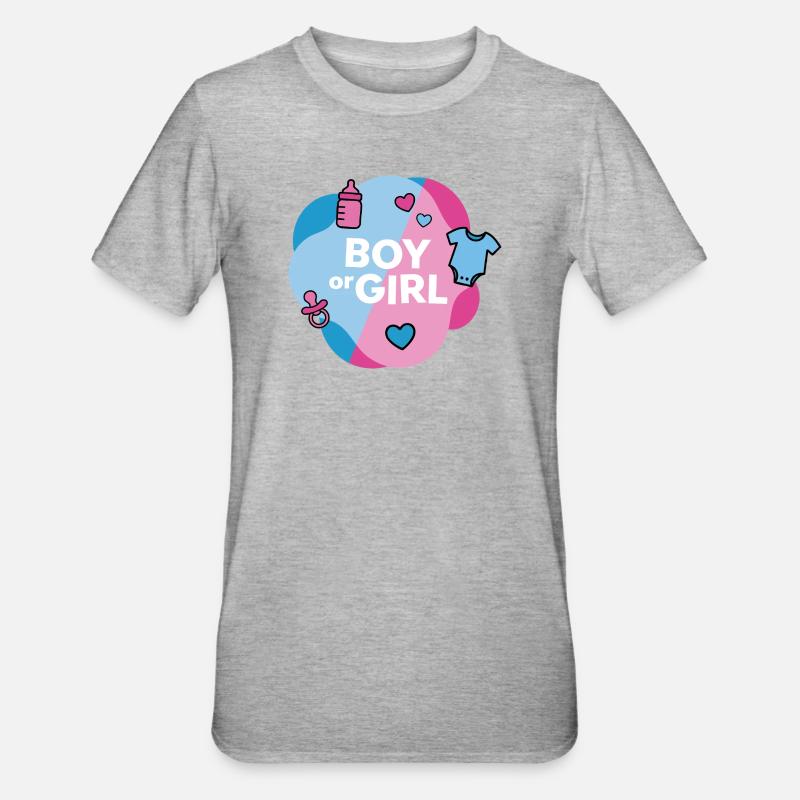 Geschlecht enthüllen Junge oder Mädchen - Unisex Polycotton T-Shirt - Grau meliert