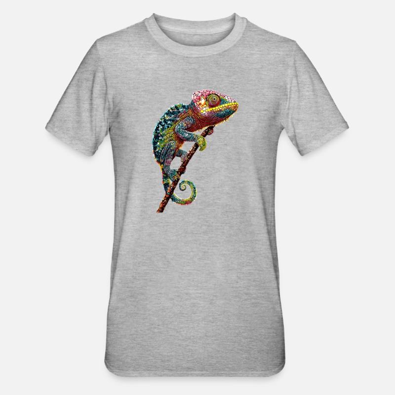 Chameleon Lizard Reptile Chameleon Iguana Lizard - Unisex Polycotton T-Shirt - heather grey