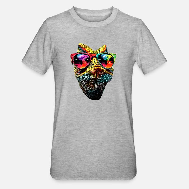 Chameleon Lizard Reptile Chameleon Iguana Lizard - Unisex Polycotton T-Shirt - heather grey