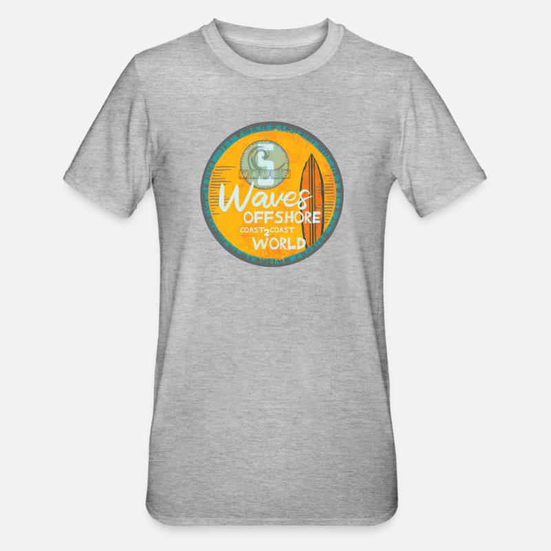 Vagues de surf conception offshore - T-shirt polycoton Unisexe - gris chiné