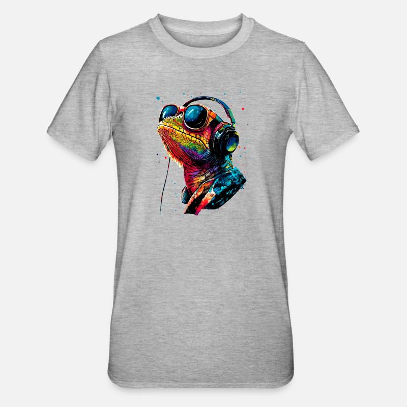 Chameleon Lizard Reptile Chameleon Iguana Lizard - Unisex Polycotton T-Shirt - heather grey