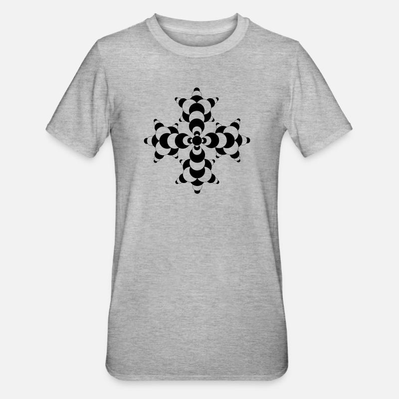 Crop Circle de molécule fractale - T-shirt polycoton Unisexe - gris chiné