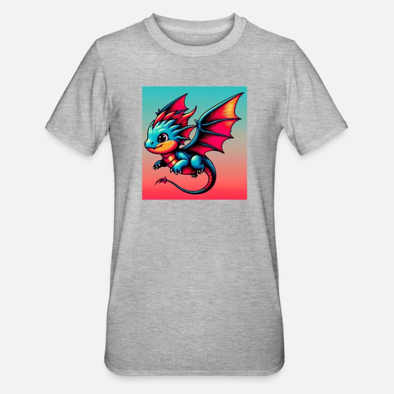 Drago - Maglietta unisex, mix cotone e poliestere - grigio melange