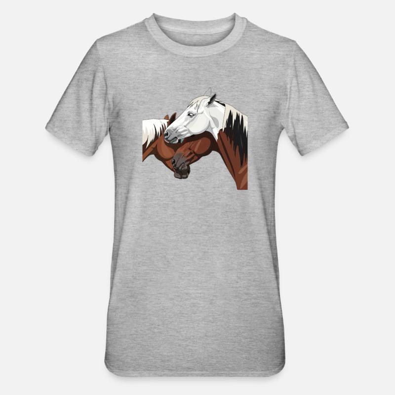 Impression de cheval élégant - T-shirt polycoton Unisexe - gris chiné