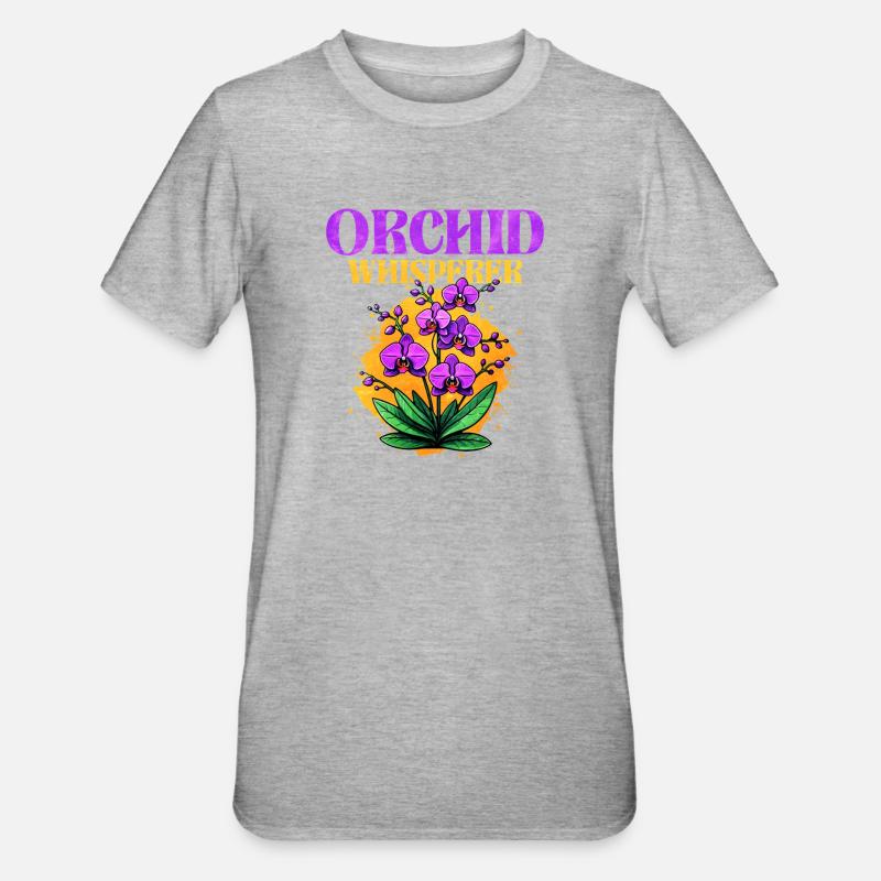 Conception de murmure d'orchidée - T-shirt polycoton Unisexe - gris chiné