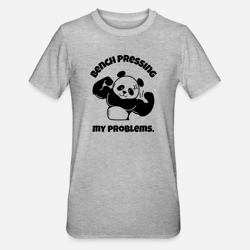 Bench Pressing My Problems - Unisex Polycotton T-Shirt - heather grey