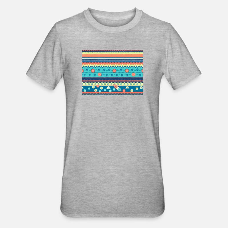 Farbenfroher Boho Wintermuster - Unisex Polycotton T-Shirt - Grau meliert