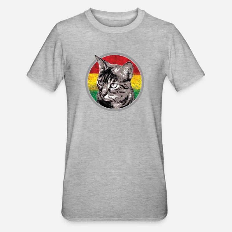Chat avec des arrière-plans de drapeau - T-shirt polycoton Unisexe - gris chiné