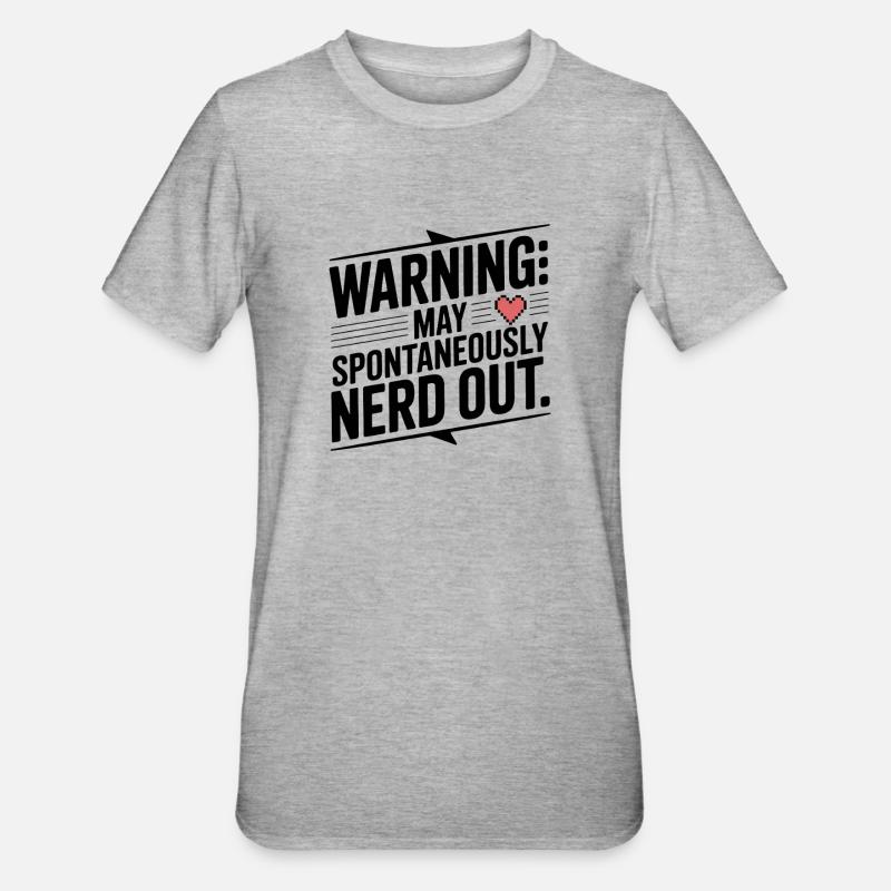 Warnung kann spontan nerd werden - Unisex Polycotton T-Shirt - Grau meliert