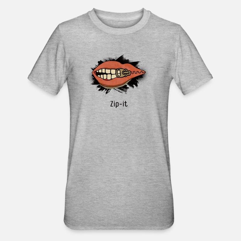 Zip it – cheeky statement in a pop art look - Unisex Polycotton T-Shirt - heather grey