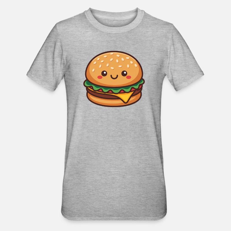 Kawaii Hamburger - Unisex Polycotton T-Shirt - heather grey