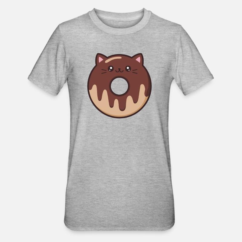 Süßer Katzendonut - Unisex Polycotton T-Shirt - Grau meliert