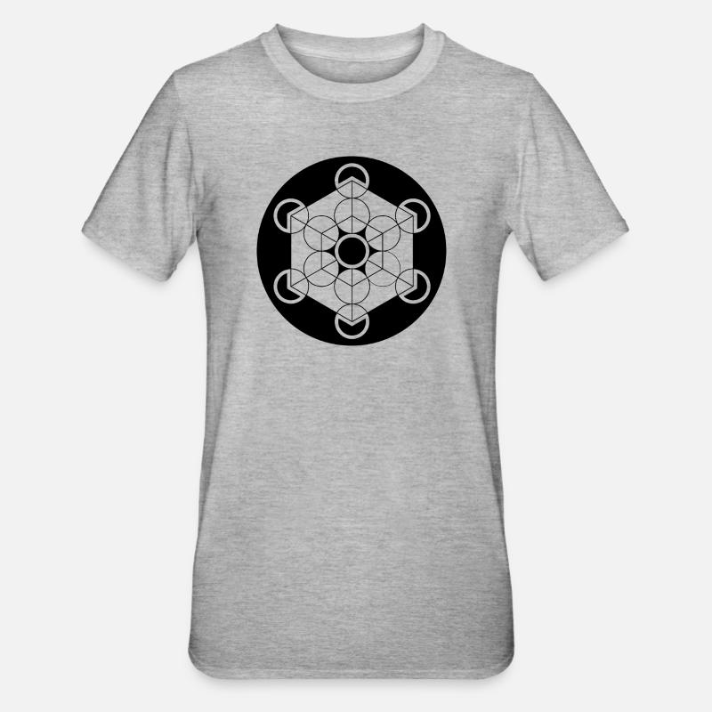 Crop circle cube de Metatron - T-shirt polycoton Unisexe - gris chiné